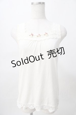 画像: axes femme / ローズモチーフタンク  生成り Y-25-08-02-041-AX-TO-SZ-ZY