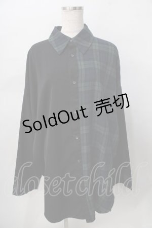 画像: Deorart / チェック柄オーバーサイズ・ワイドシャツ L グリーン Y-25-08-02-056-PU-BL-SZ-ZY