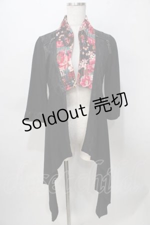 画像: Qutie Frash / 和柄襟カーディガン  黒 Y-25-08-02-059-QU-TO-SZ-ZY