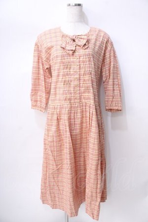 画像: PINK HOUSE / マドラスチェックワンピース  オレンジ Y-25-08-02-081-LO-OP-SZ-ZY