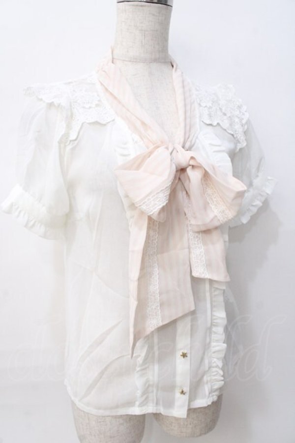 画像4: LIZ LISA / ストライプリボンブラウス 0 オフ白 Y-25-08-07-003-LO-BL-HR-ZT028 (4)