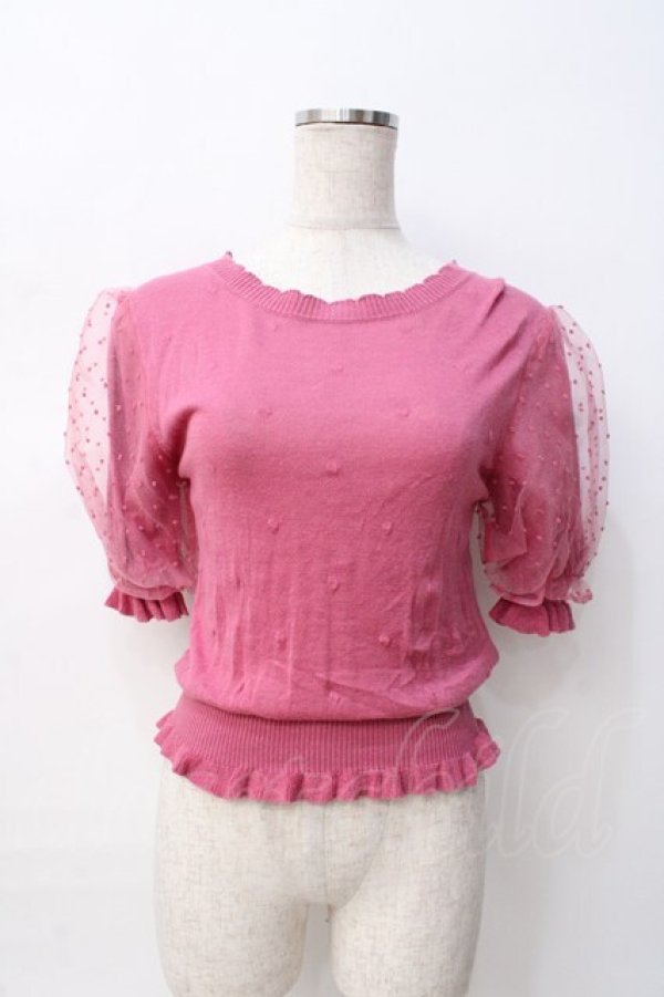 画像1: LIZ LISA / ドットニットトップス 0 ピンク Y-25-08-07-007-LO-TO-SZ-ZH (1)