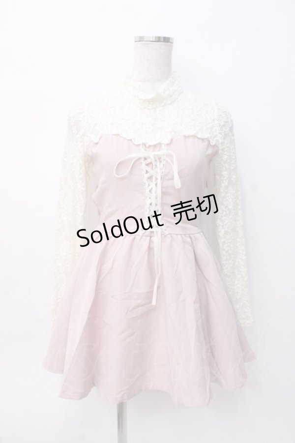 画像1: LIZ LISA / レース切替ビスチェワンピース 0 ピンク Y-25-08-07-010-LO-OP-SZ-ZH (1)