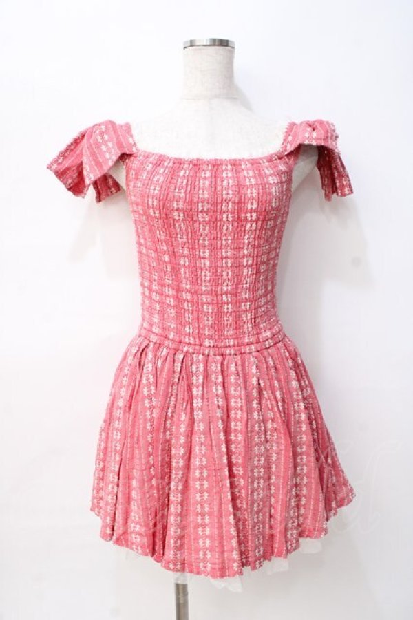 画像1: LIZ LISA / オフショルシャーリングワンピース 0 アカ Y-25-08-07-019-LO-OP-SZ-ZI (1)