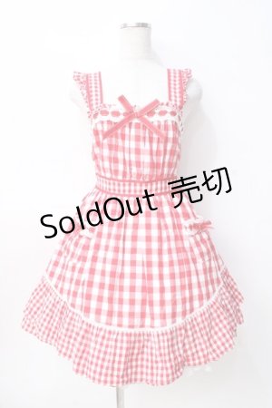 画像: LIZ LISA / ギンガムエプロン風ワンピース 0 アカ Y-25-08-07-020-LO-OP-SZ-ZH