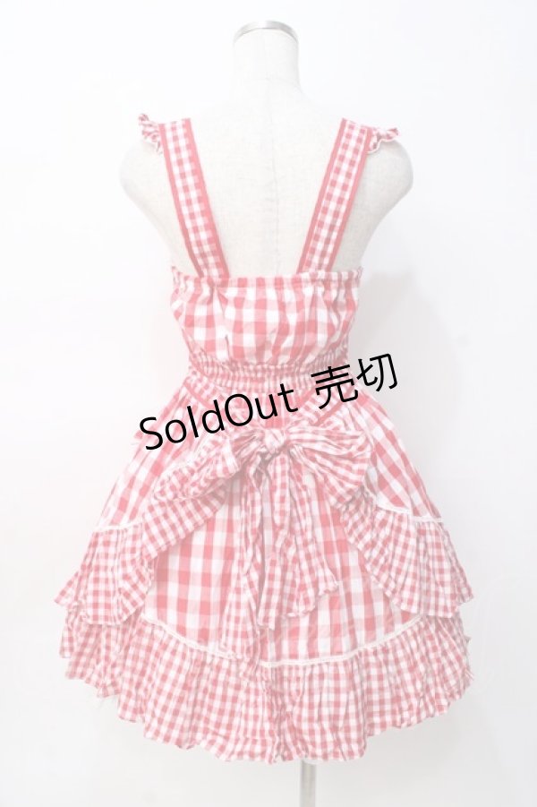 画像3: LIZ LISA / ギンガムエプロン風ワンピース 0 アカ Y-25-08-07-020-LO-OP-SZ-ZH (3)