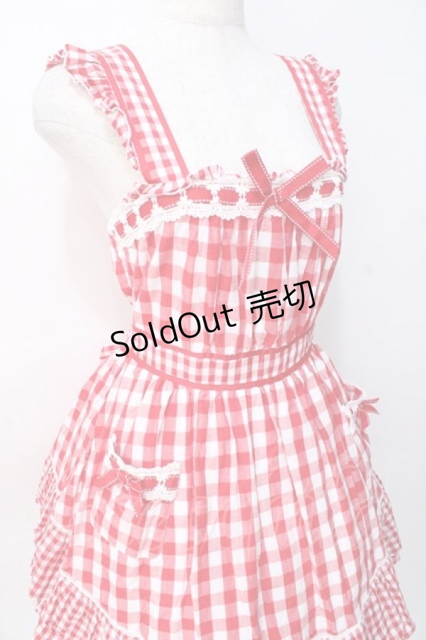 画像4: LIZ LISA / ギンガムエプロン風ワンピース 0 アカ Y-25-08-07-020-LO-OP-SZ-ZH (4)