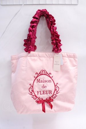 画像: Maison de FLEUR / マットサテンフリルハンドルトートMバッグ F ピンク Y-25-08-08-004-LO-BG-SZ-ZY