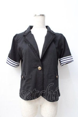 画像: axes femme / 半袖ロールアップカットジャケット M 黒 Y-25-08-08-036-AX-JA-SZ-ZY