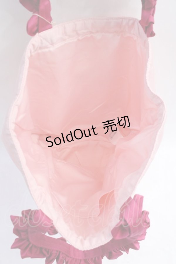 画像3: Maison de FLEUR / マットサテンフリルハンドルトートMバッグ F ピンク Y-25-08-08-004-LO-BG-SZ-ZY (3)