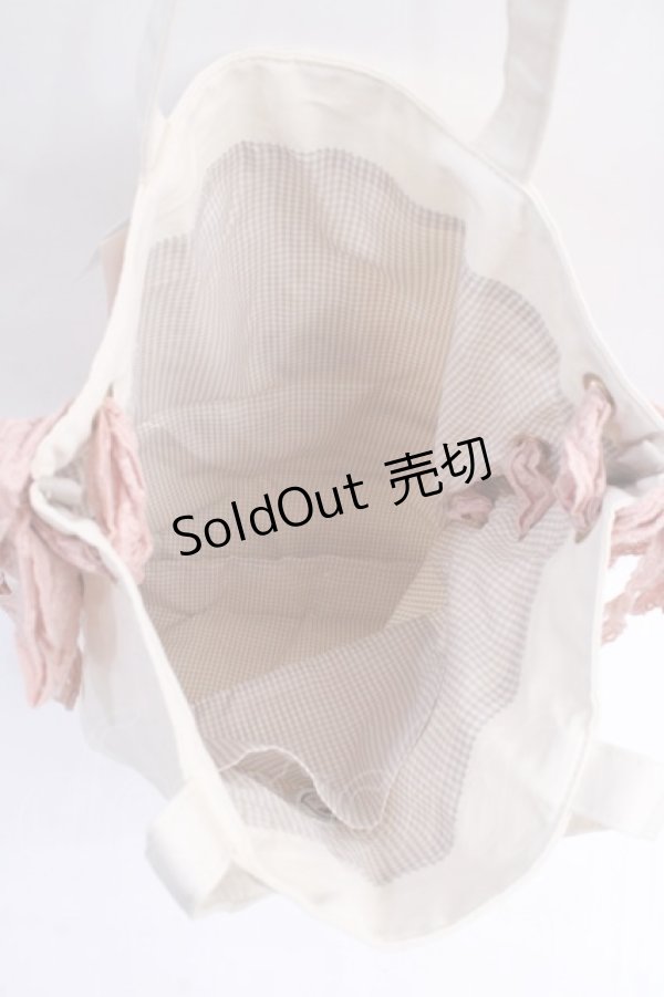 画像3: Maison de FLEUR / 原宿限定キャンバスレースアップトートバッグ F アイボリー Y-25-08-08-006-LO-BG-SZ-ZT (3)