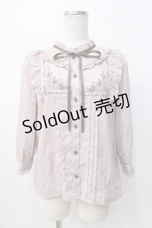 画像: axes femme / クラシカル刺繍七分袖ブラウス M 淡ピンク Y-25-08-08-056-AX-BL-SZ-ZI