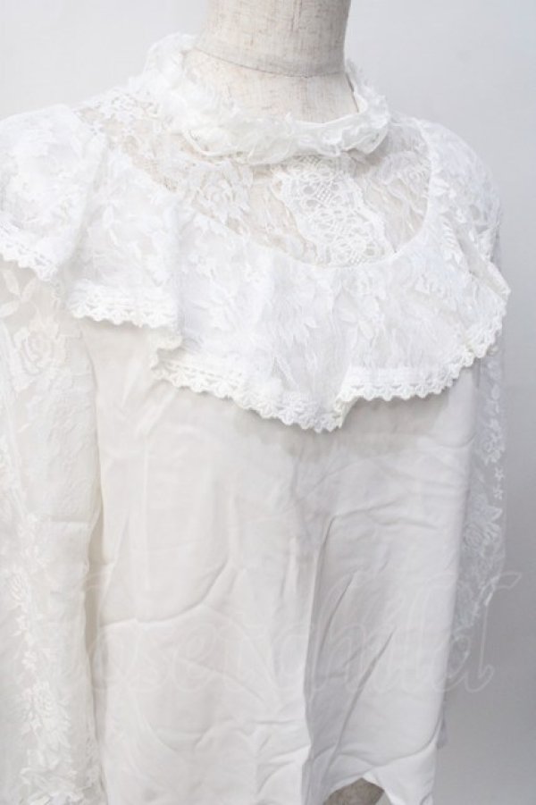 画像4: axes femme kawaii / ヴィンテージシフォンブラウス M 白 Y-25-08-08-060-AX-BL-SZ-ZH (4)