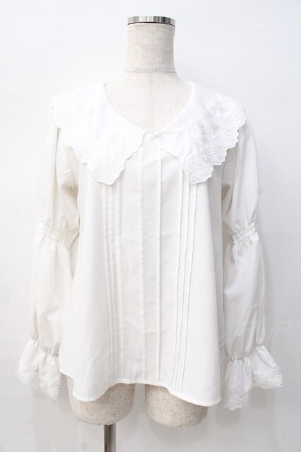 画像1: axes femme / ビッグ襟ブラウス M 白 Y-25-08-08-069-AX-BL-SZ-ZY (1)