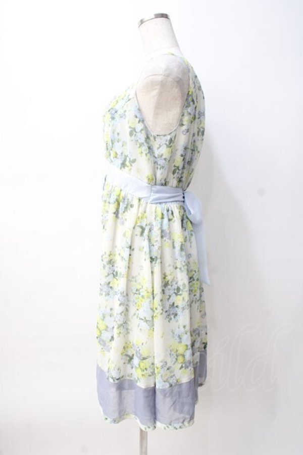 画像2: axes femme / 転写風ブーケ花柄ワンピース M サックス Y-25-08-08-078-AX-OP-SZ-ZI (2)