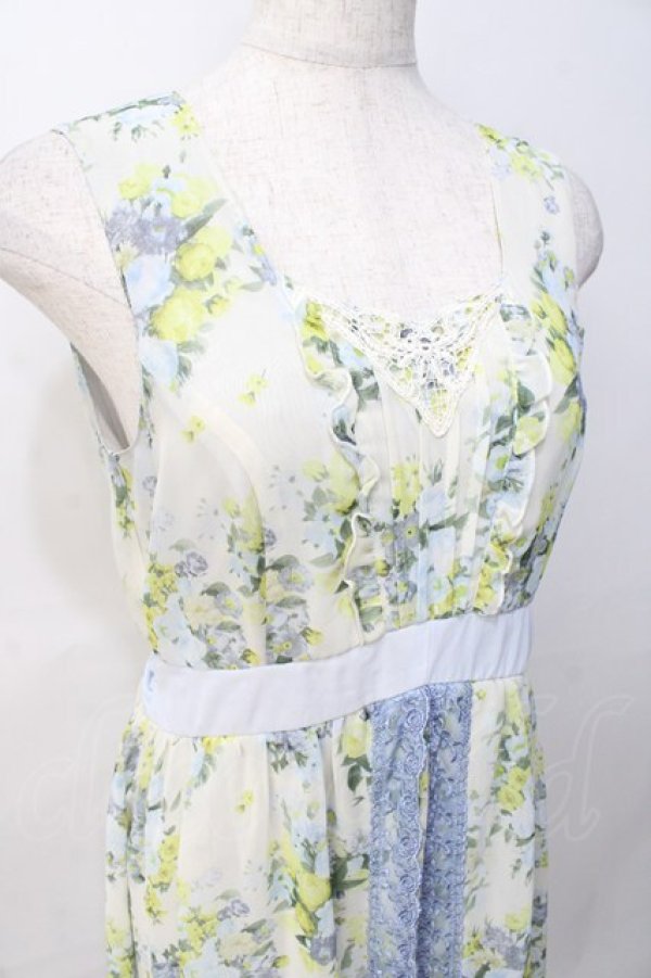 画像4: axes femme / 転写風ブーケ花柄ワンピース M サックス Y-25-08-08-078-AX-OP-SZ-ZI (4)