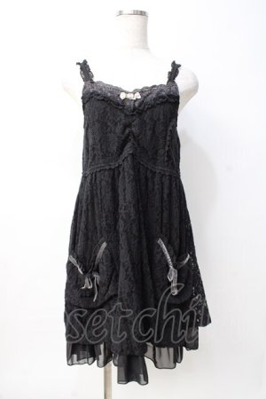 画像: axes femme / 起毛レース使いフェミニンワンピース M 黒 Y-25-08-08-079-AX-OP-SZ-ZY