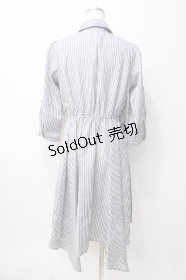 画像3: axes femme / 柄切替イレヘムシャツワンピース M 紺 Y-25-08-08-084-AX-OP-SZ-ZT014 (3)