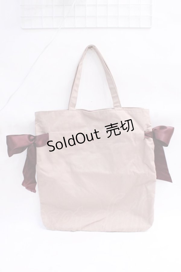 画像2: Maison de FLEUR / 受注限定Beigeキャンバストートバッグ F ボルドー Y-25-08-08-010-LO-BG-SZ-ZT500 (2)