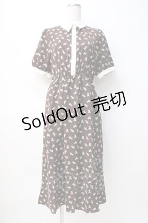 画像: axes femme POETIQUE / ベアドットシャツ風ワンピース M 茶. Y-25-08-08-087-AX-OP-SZ-ZT184