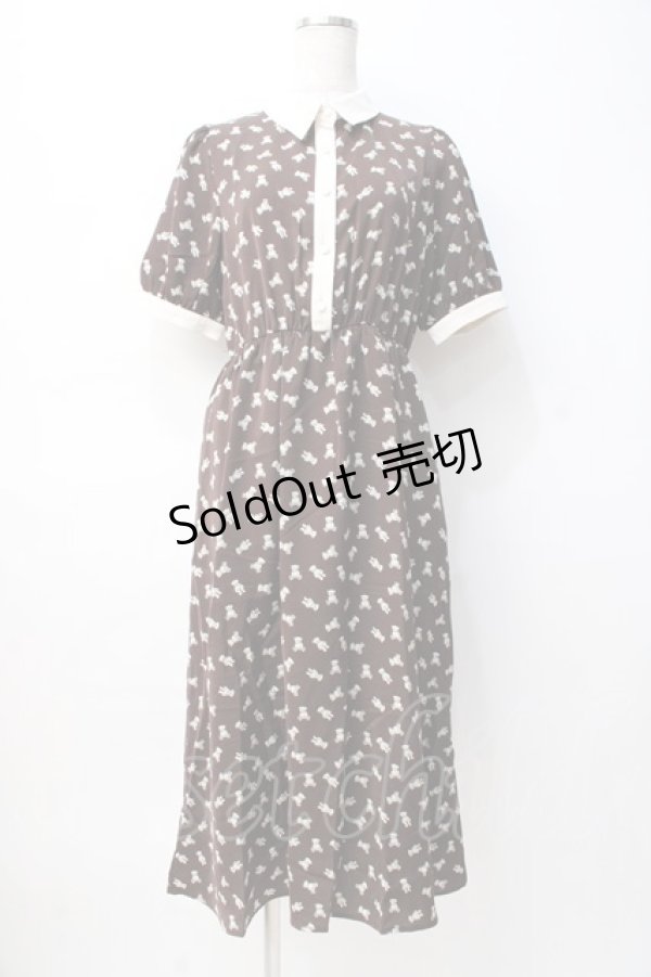 画像1: axes femme POETIQUE / ベアドットシャツ風ワンピース M 茶. Y-25-08-08-087-AX-OP-SZ-ZT184 (1)