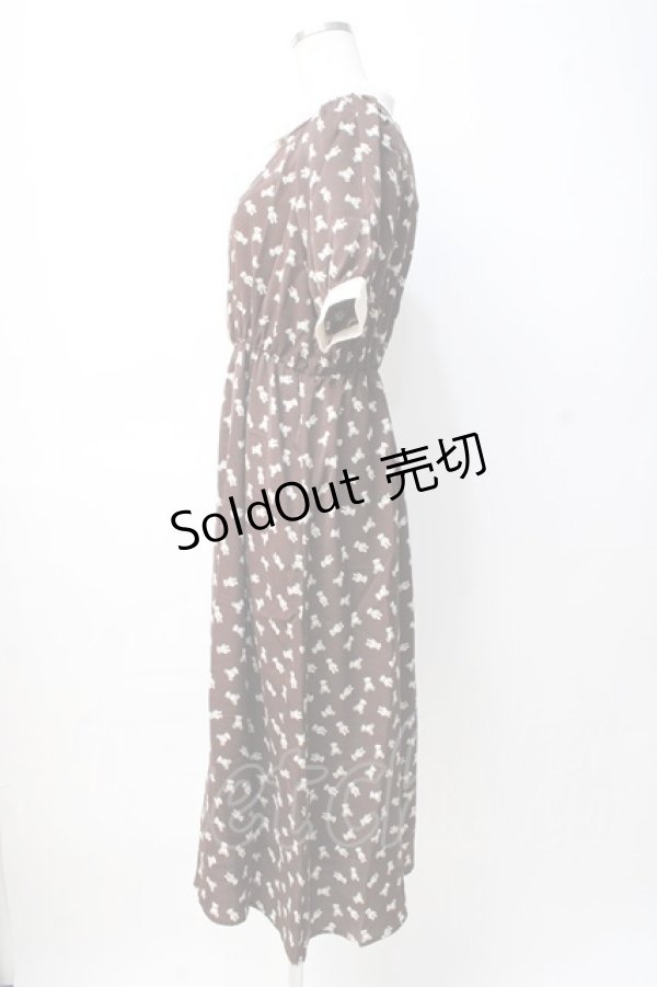 画像2: axes femme POETIQUE / ベアドットシャツ風ワンピース M 茶. Y-25-08-08-087-AX-OP-SZ-ZT184 (2)