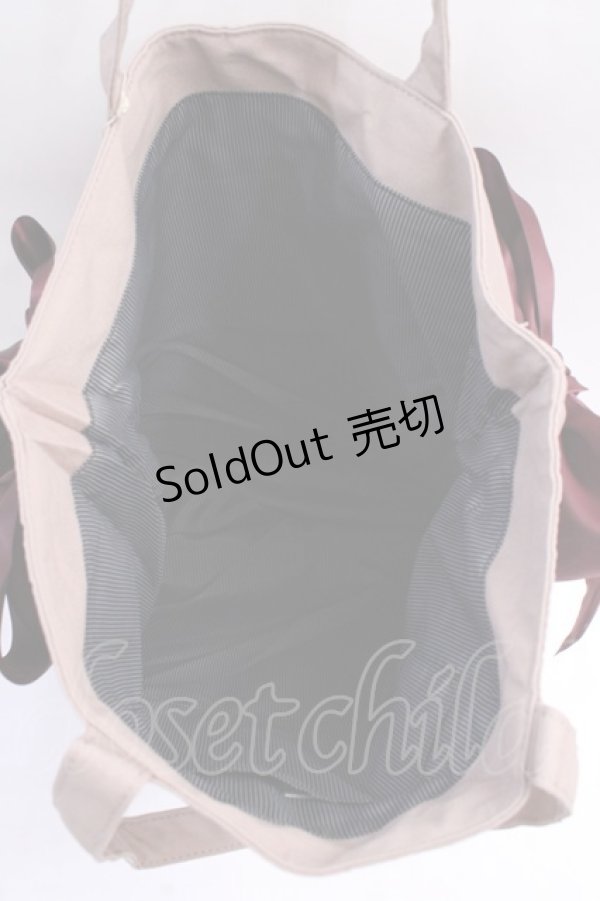 画像3: Maison de FLEUR / 受注限定Beigeキャンバストートバッグ F ボルドー Y-25-08-08-010-LO-BG-SZ-ZT500 (3)