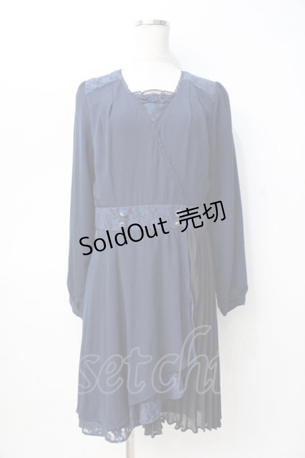 画像1: axes femme / カシュクールワンピース M 紺 Y-25-08-08-089-AX-OP-SZ-ZT477 (1)