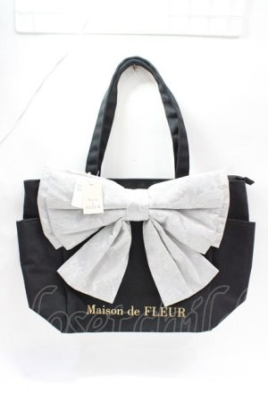 画像: Maison de FLEUR / ルミネ限定レースビッグリボントートMバッグ F ブラック Y-25-08-08-002-LO-BG-SZ-ZY