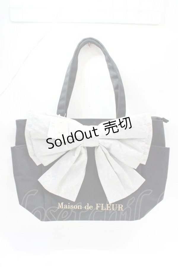 画像1: Maison de FLEUR / ルミネ限定レースビッグリボントートMバッグ F ブラック Y-25-08-08-002-LO-BG-SZ-ZY (1)