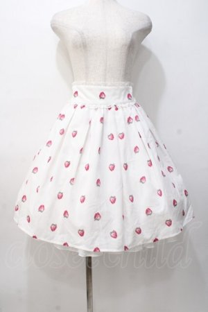 画像: mille fille closet / ストロベリー柄スカート  白 Y-25-08-08-114-LO-SK-SZ-ZY