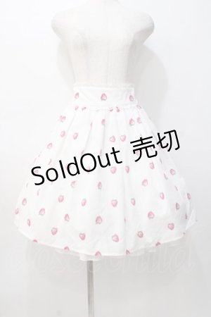 画像: mille fille closet / ストロベリー柄スカート  白 Y-25-08-08-114-LO-SK-SZ-ZT0926A