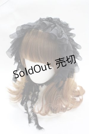 画像: MARBLE / フリンジリボンフリルヘッドドレス  黒 Y-25-08-08-019-GO-AC-SZ-ZY