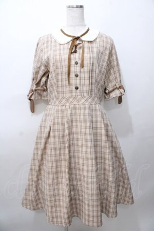 画像: axes femme POETIQUE / ベルトデザイン半袖ワンピース M 茶 Y-25-08-11-047-AX-OP-SZ-ZY