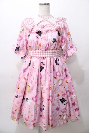 画像: axes femme kawaii / ハッピーバカンス柄ワンピース M ピンク Y-25-08-11-056-AX-OP-SZ-ZY