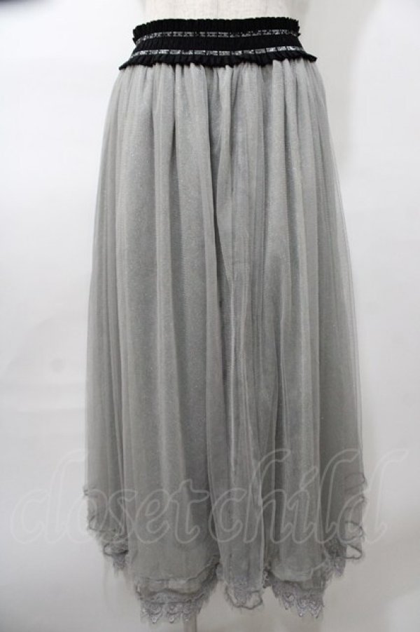 画像1: axes femme / ラメチュールスカート M グレー Y-25-08-11-063-AX-SK-SZ-ZT480 (1)