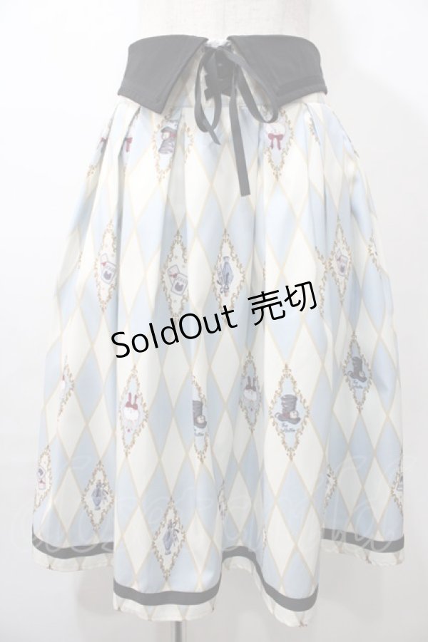 画像1: axes femme kawaii / ダイヤ柄襟付きスカート M サックス Y-25-08-11-065-AX-SK-SZ-ZH (1)