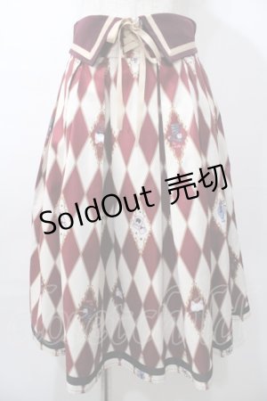 画像: axes femme kawaii / ダイヤ柄襟付きスカート M ワイン Y-25-08-11-066-AX-SK-SZ-ZY