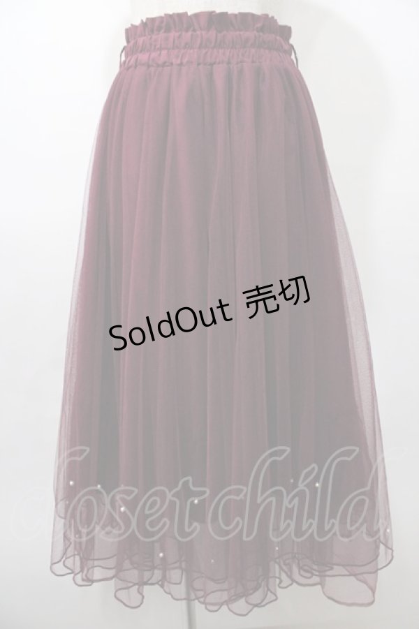 画像1: axes femme POETIQUE / パールデザインチュールスカート M ワイン Y-25-08-11-069-AX-SK-SZ-ZT442 (1)