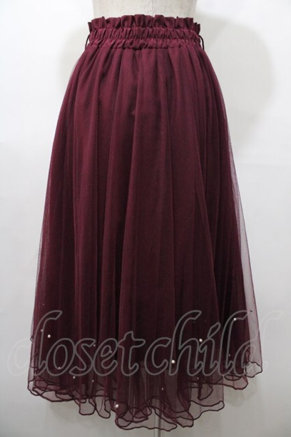 画像2: axes femme POETIQUE / パールデザインチュールスカート M ワイン Y-25-08-11-069-AX-SK-SZ-ZI (2)
