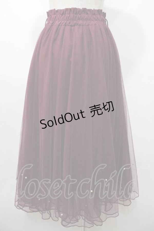 画像2: axes femme POETIQUE / パールデザインチュールスカート M ワイン Y-25-08-11-069-AX-SK-SZ-ZT442 (2)