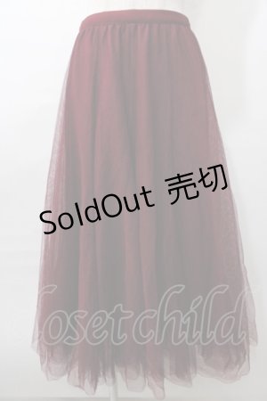 画像: axes femme / ロングチュールスカート  ワイン Y-25-08-11-070-AX-SK-SZ-ZY