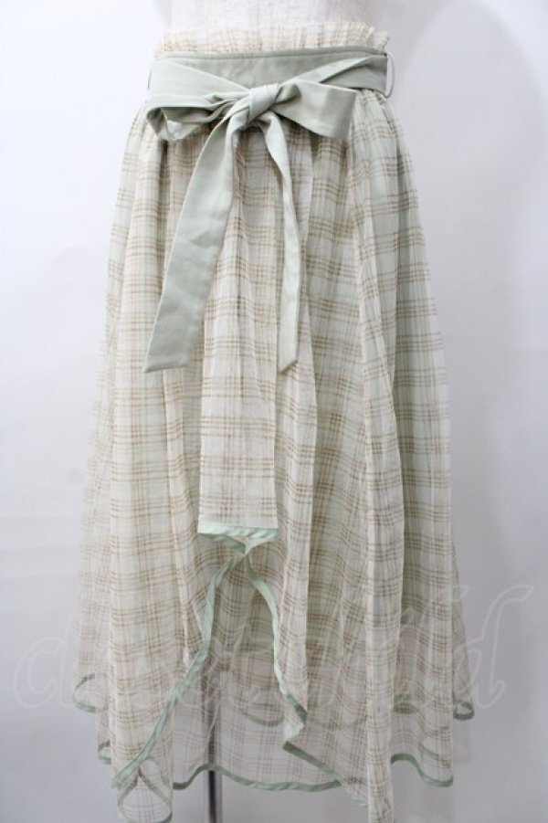 画像1: axes femme POETIQUE / チェックチュールスカート  グリーン Y-25-08-11-082-AX-SK-SZ-ZT194 (1)