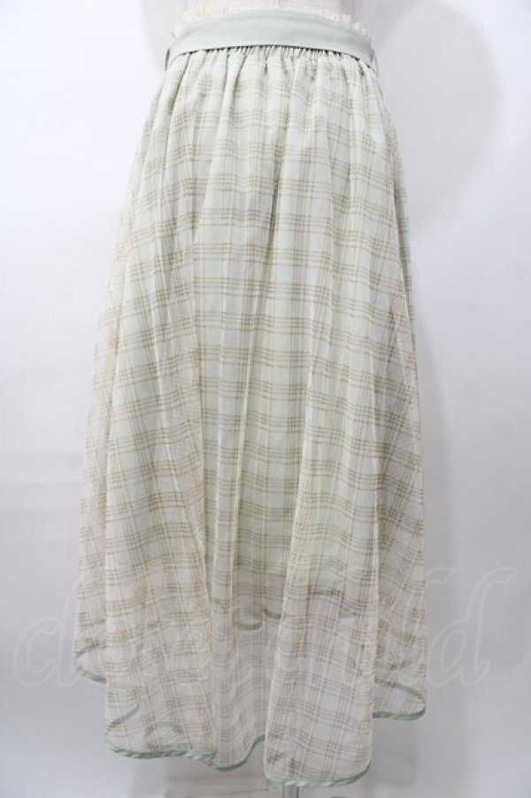 画像2: axes femme POETIQUE / チェックチュールスカート  グリーン Y-25-08-11-082-AX-SK-SZ-ZT194 (2)