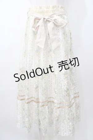 画像: axes femme / フラワープリントレーススカート  イエロー Y-25-08-11-083-AX-SK-SZ-ZI