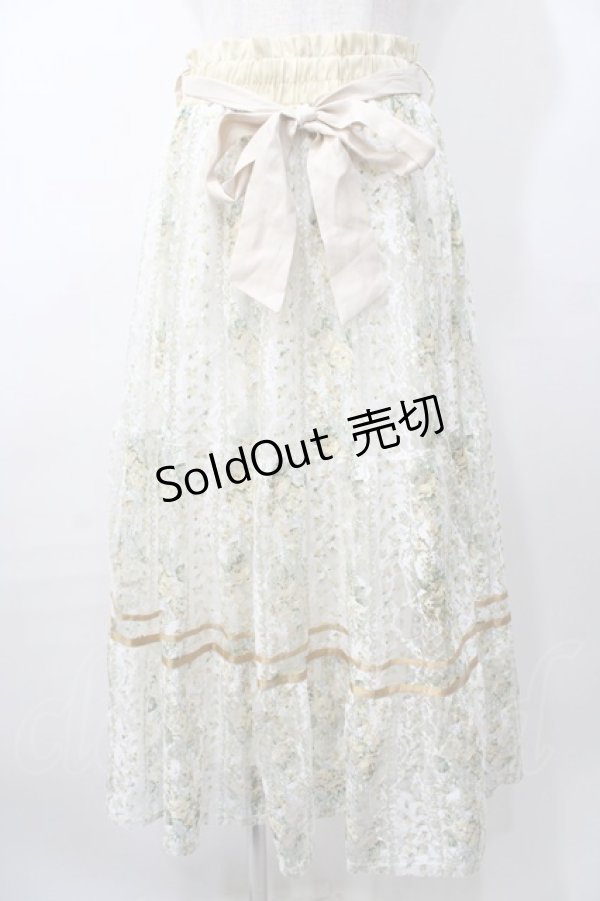 画像1: axes femme / フラワープリントレーススカート  イエロー Y-25-08-11-083-AX-SK-SZ-ZI (1)