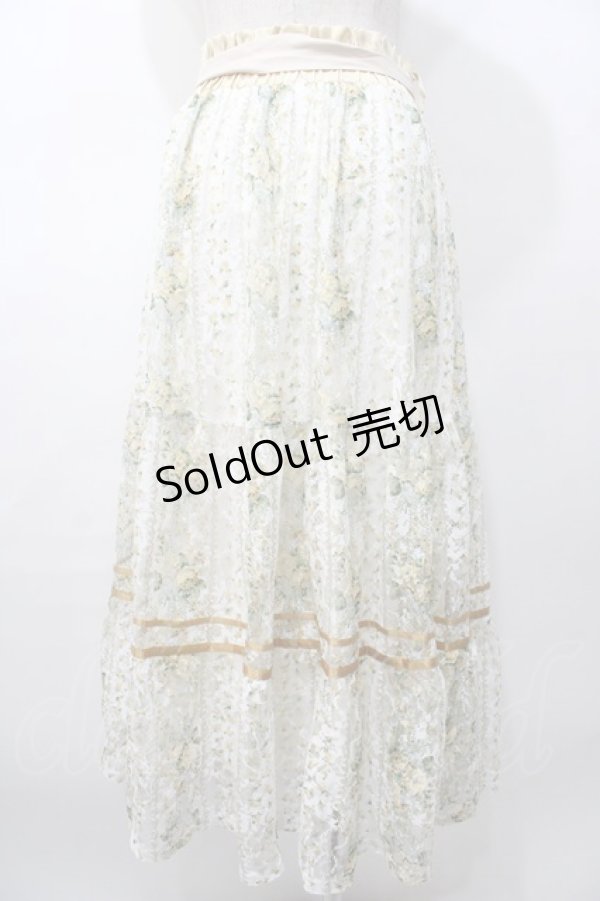 画像2: axes femme / フラワープリントレーススカート  イエロー Y-25-08-11-083-AX-SK-SZ-ZI (2)