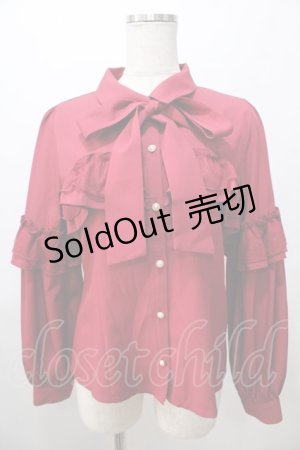 画像: axes femme POETIQUE / フリルデコレーションブラウス M 赤 Y-25-08-11-015-AX-BL-SZ-ZI