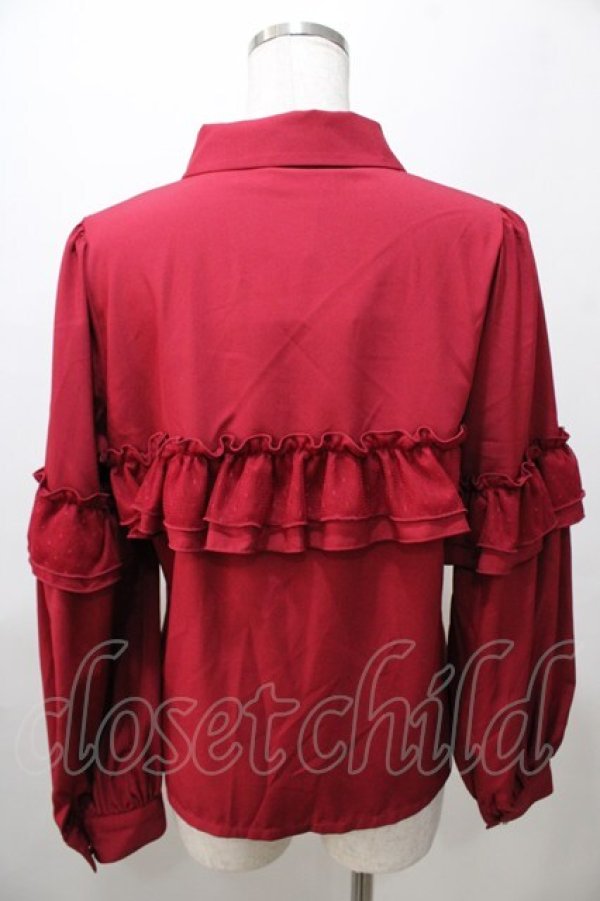 画像2: axes femme POETIQUE / フリルデコレーションブラウス M 赤 Y-25-08-11-015-AX-BL-SZ-ZY (2)