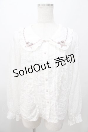 画像: axes femme POETIQUE / ローズデザインフリルブラウス  白 Y-25-08-11-021-AX-BL-SZ-ZY